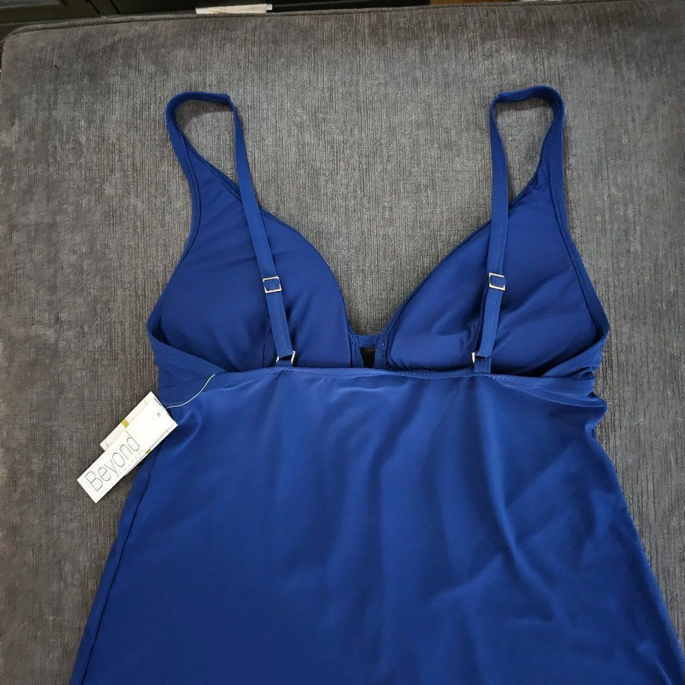 Beyond Women's Blue Adjustable Strap Tankini Top & Bikini Bottom Size 14 - Picture 11 of 13